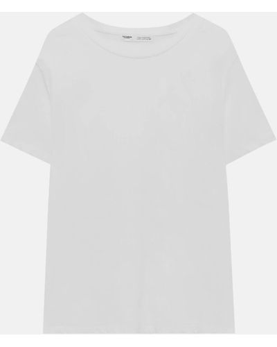 Pull&Bear Basic Short Sleeve T Shirt - White