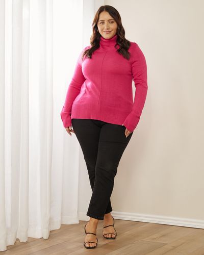 Atmos&Here Curvy Chelsea Wool Blend Roll Neck Knit - Pink