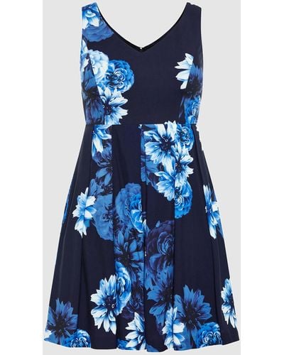 City Chic Hydrangea Print Dress - Blue
