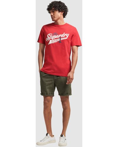 Superdry Vintage Scripted University T Shirt - Red