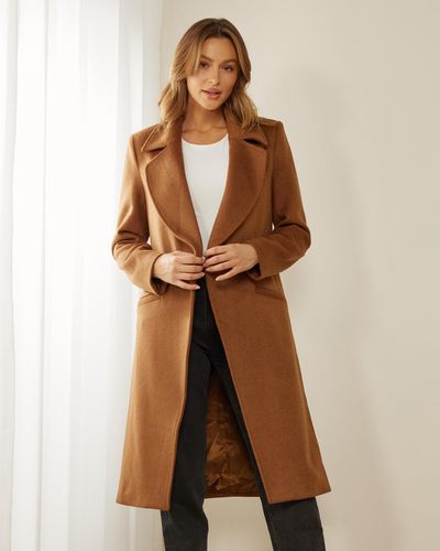 Atmos&Here Eva Wool Blend Double Breasted Coat - Natural
