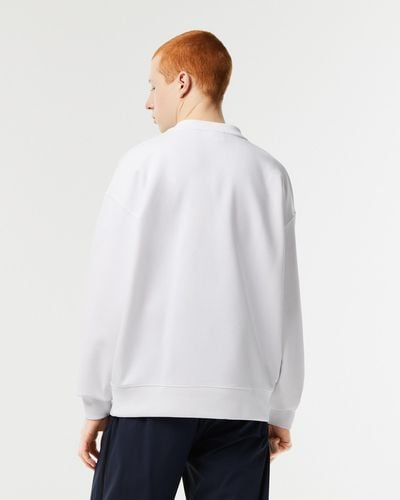 Lacoste Loose Fit Branded Sweatshirt - White