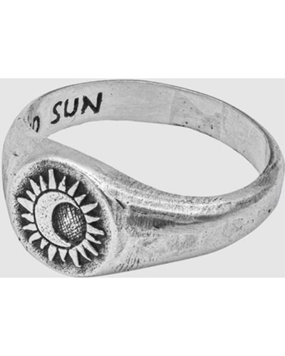 Haze & Glory Iconic Exclusive Ring Men Signet Ring Sacred Sun Engraved In 925 Sterling - White