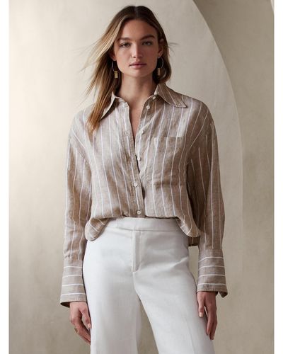 Banana Republic The Boxy Cropped Linen Shirt - Brown