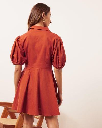 Atmos&Here Kirrie Linen Blend Mini Dress - Red