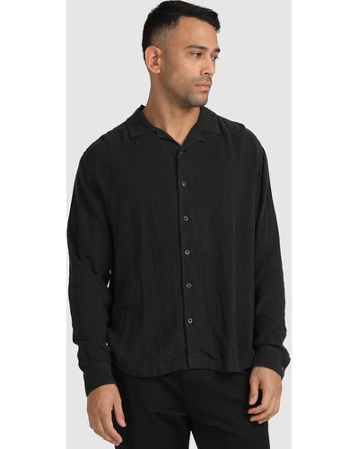 RVCA Beat Long Sleeve Button Down Shirt - Black