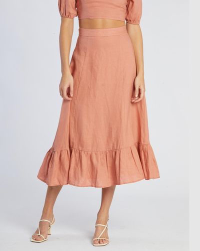Amelius Violetta Linen Skirt - Orange