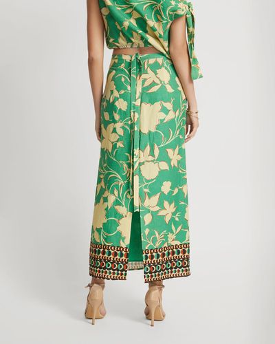 OXFORD Grechen Linen Blend Printed Skirt - Green