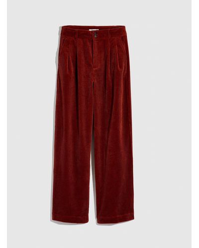 Madewell Pleated Wide Leg Full Length Trousers - Red