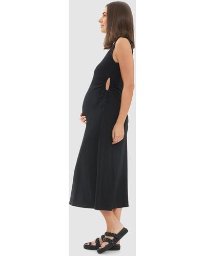 Ripe Maternity Carol Rib A Line Dress - Black