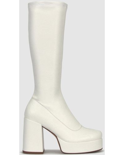 Betts Preach Tall Platform Sock Boots - White