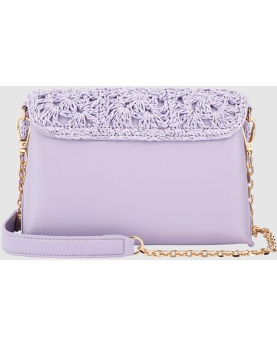 OLGA BERG Millie Crocheted Shoulder Bag - Purple
