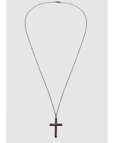 Kuzzoi Iconic Exclusive Necklace Cross Pendant Oxidized Massive 925 Sterling - Metallic
