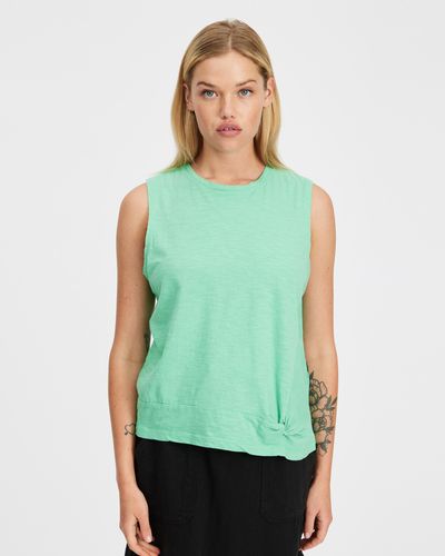 Foxwood Knot Front Crop Tank - Green