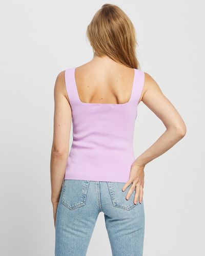 White By FTL Becca Crepe Knit Top - Purple