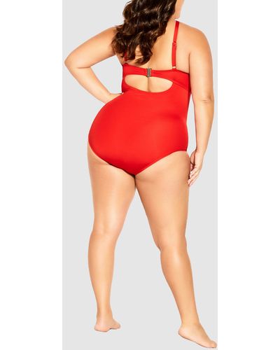 City Chic Cancun Underwire 1 Piece - Red
