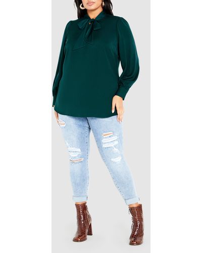 City Chic In Awe Top - Green