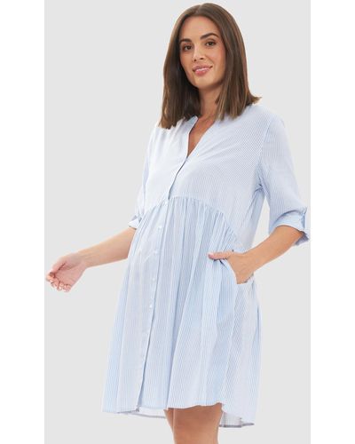 Ripe Maternity Sam Stripe Dress - Blue