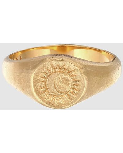 Haze & Glory Iconic Exclusive Ring Signet Ring Sacred Sun In 925 Sterling Silver Plated - Metallic