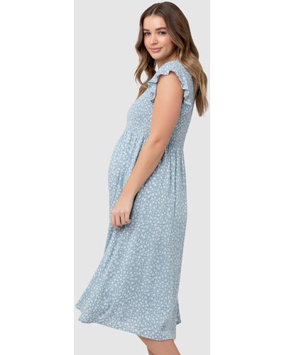 Ripe Maternity Ava Shirred Dress - Blue