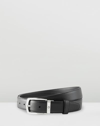 Montblanc Trapeze Shiny Stainless Steel Pin Buckle Belt - Black