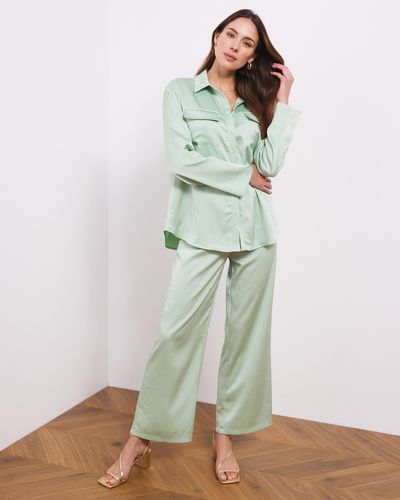 Atmos&Here Evalyn Satin Textured Shirt - Green