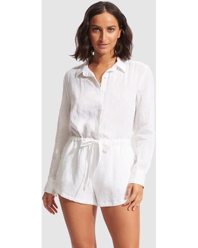 Seafolly Linen Playsuit - White
