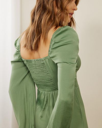 Atmos&Here Carmen Satin Midi Dress - Green