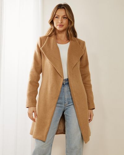 Atmos&Here Iris Belted Wool Blend Coat - Natural