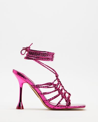 TOPSHOP Ella Caged Heeled Sandals With Ankle Tie - Pink