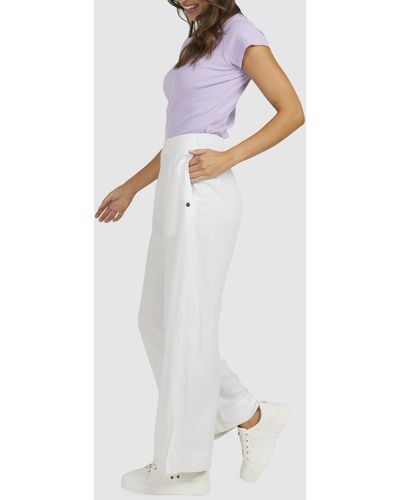 Roxy Santorini Linen Trousers - White