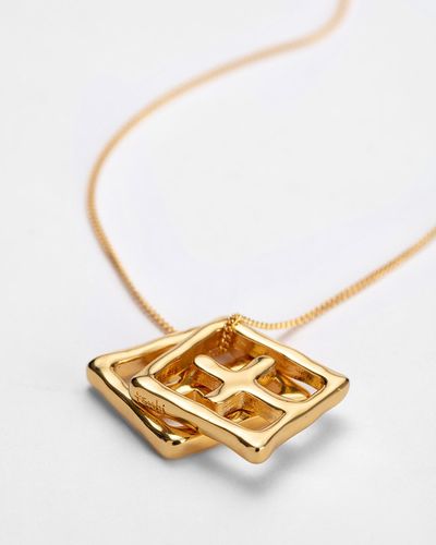 Ksubi 18k Dripps Box Cross Necklace - Metallic