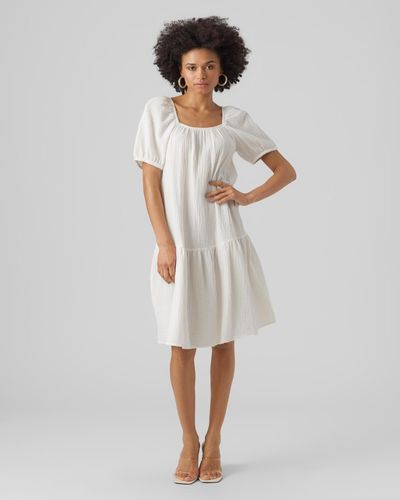 Vero Moda Natali Nia Knee Dress - White