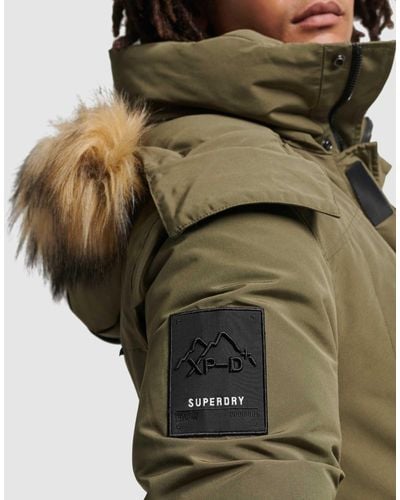 Superdry Faux Fur Hooded Everest Parka Jacket - Green