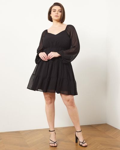 Atmos&Here Curvy Candice Dobby Mini Dress - Black