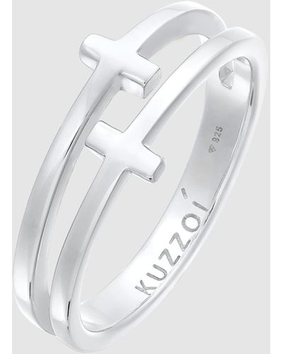 Kuzzoi Ring Iconic Exclusive Ring Men Set Basic Cross In 925 Sterling - Metallic