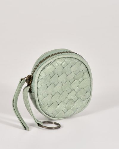 Cobb & Co Creswell Leather Woven Coin Purse - Green
