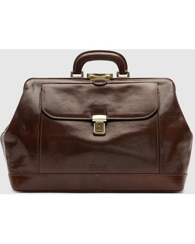 Republic of Florence Panacea Choc Leather Doctor Bag - Brown