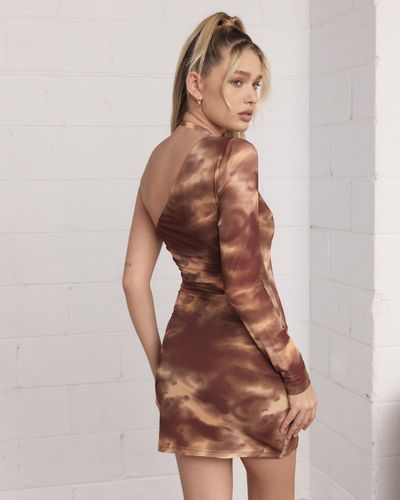 Dazie Hazy Skies Mesh One Shoulder Mini Dress - Natural
