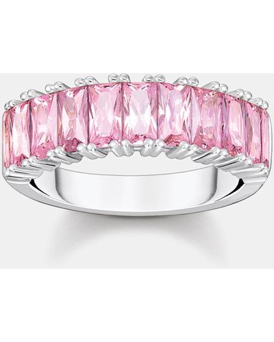 Thomas Sabo Heritage Baguette Cut Silver Ring - Pink