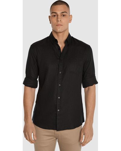 Tarocash Billy Pure Linen Shirt - Black