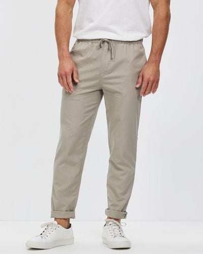 Staple Superior Hamilton Linen Blend Trousers - Grey