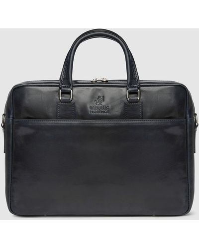 Republic of Florence The Tokyo Leather Laptop Briefcase - Blue