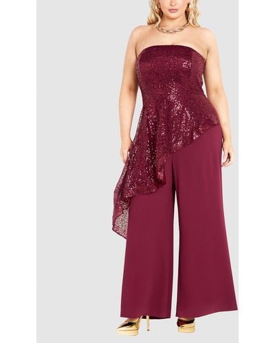 City Chic Skylar Luxe Jumpsuit - Red