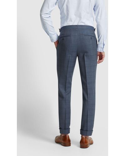 OXFORD Byron Wool Suit Trousers With Side Tab - Blue