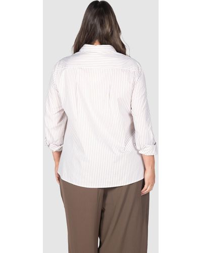 Love Your Wardrobe Ella Stripe Button Up Shirt - White