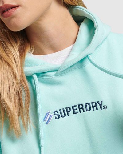 Superdry Logo Applique Oversized Crew Hoodie - Blue