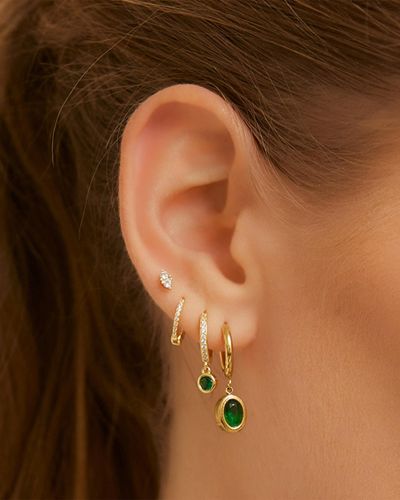 ARMS OF EVE Rhodes Gold Earrings Emerald - Green