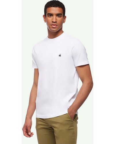 Brooks Brothers Washed Supima Cotton Logo Crewneck T Shirt - White