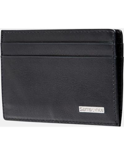 Samsonite Dlx Leather Wallets Card & Note Holder + 4cc - Black